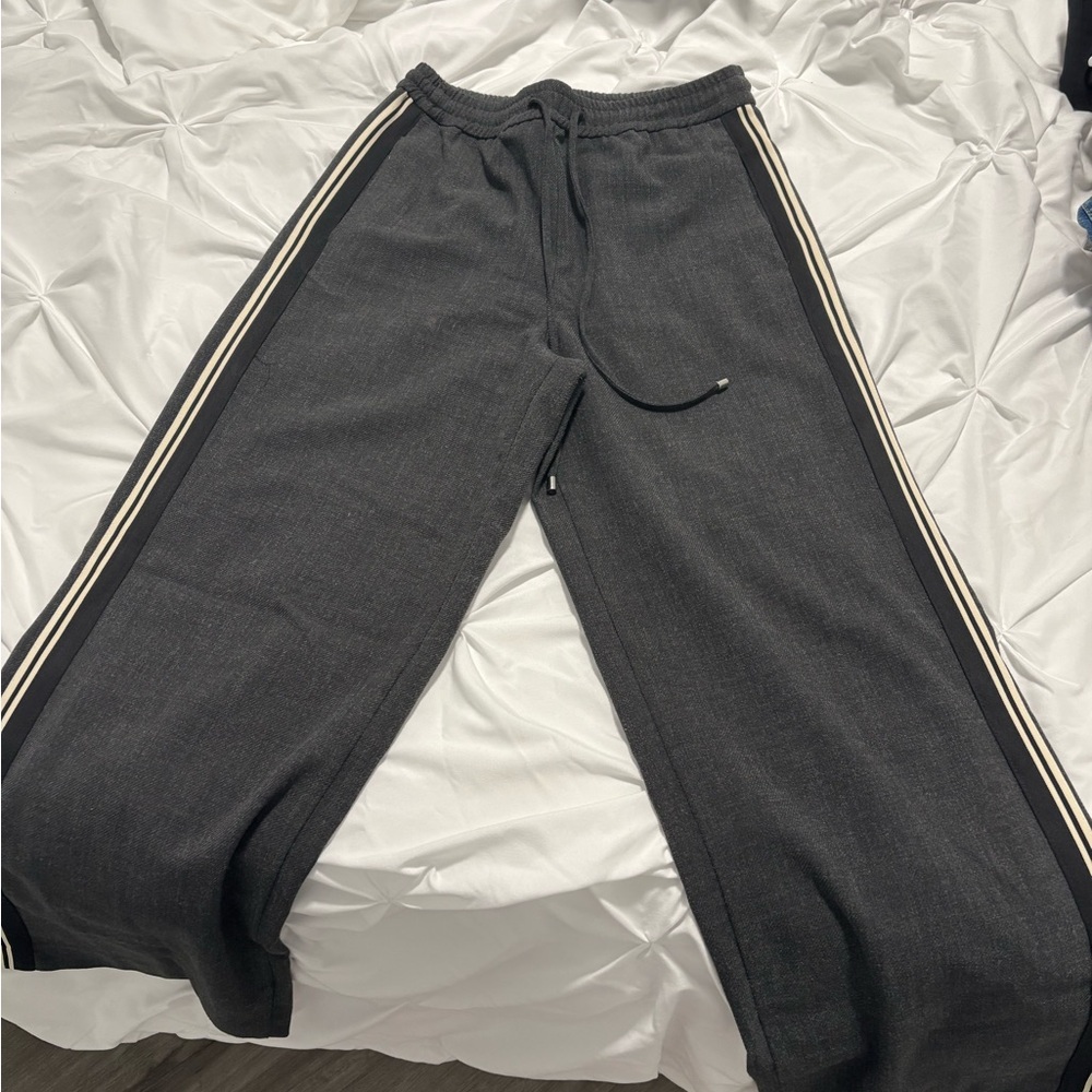 Zara Dark Gray Joggers with White Stripes